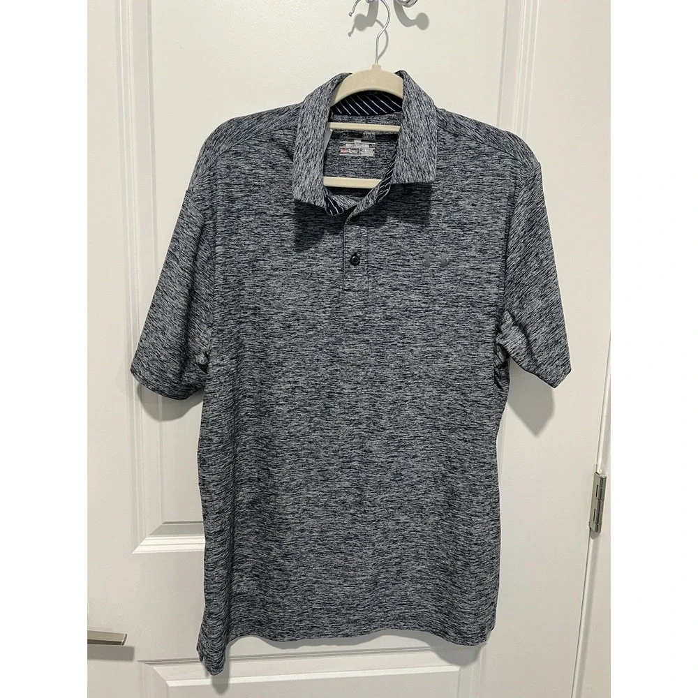 Under Armour Mens Heather Blue Golf Polo Shirt Size Large Athletic - Picture 1 of 5